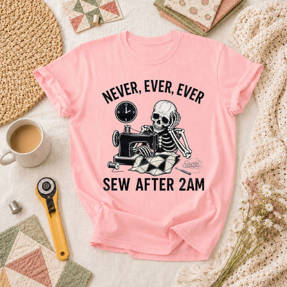 Never Ever Ever Sew After 2AM Skeleton T-Shirt - Pink