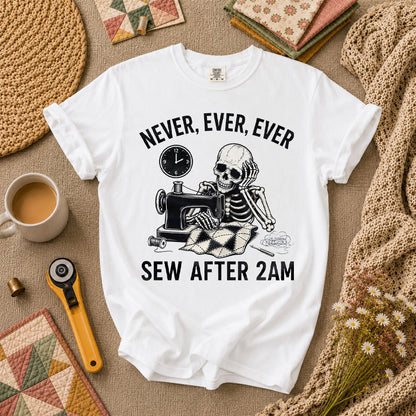 Never Ever Ever Sew After 2AM Skeleton T-Shirt - White