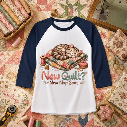 New Quilt New Nap Spot Cat Raglan Sleeve - Navy
