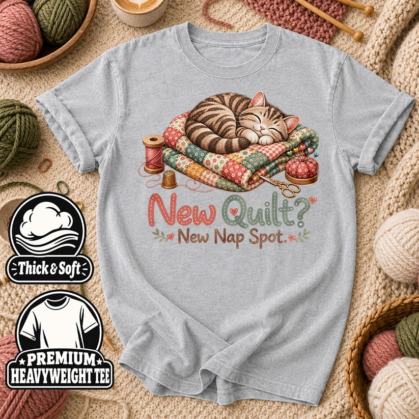New Quilt New Nap Spot Cat T-Shirt - Athletic Heather