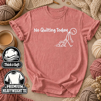 No Quilting Today Stick Figure T-Shirt - Heather Mauve
