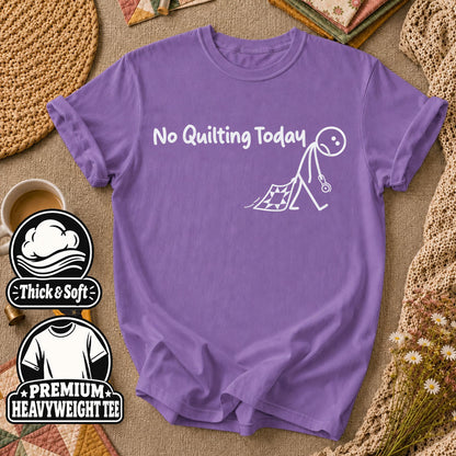 No Quilting Today Stick Figure T-Shirt - Heather Team Purple