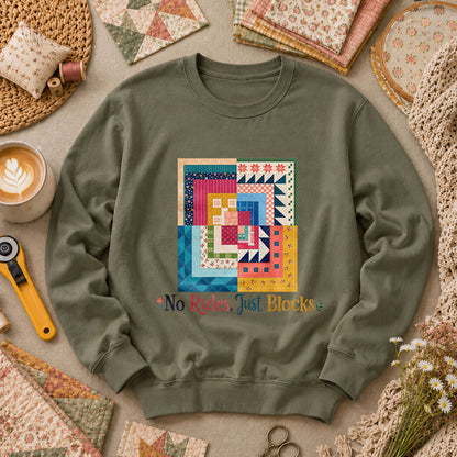 No Rules Just Blocks Long Sleeve - Military Green