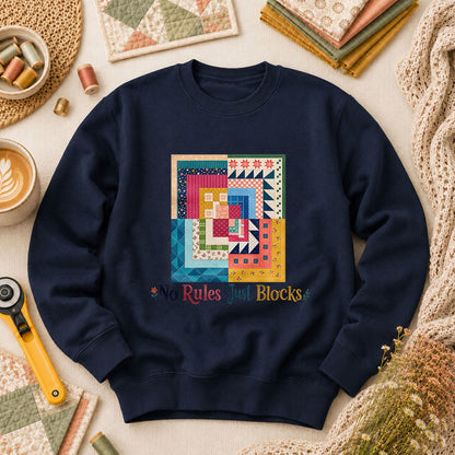 No Rules Just Blocks Long Sleeve - Navy