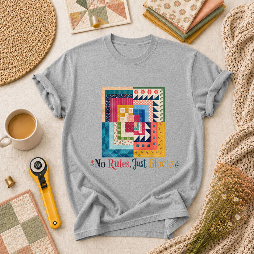 No Rules Just Blocks T-Shirt - Athletic Heather