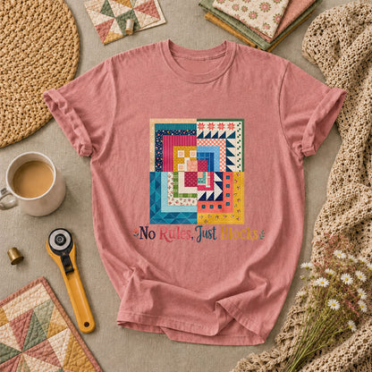 No Rules Just Blocks T-Shirt - Heather Mauve