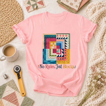 No Rules Just Blocks T-Shirt - Pink