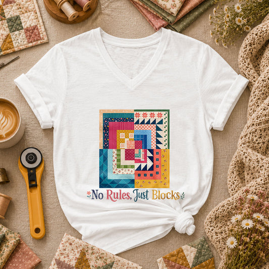 No Rules Just Blocks Women's V-Neck - White
