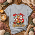 North Pole Quilter Club Santa Reindeer Snowman Women's V-Neck