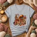 Octopus Quilter With Sewing Notions Women's V-Neck