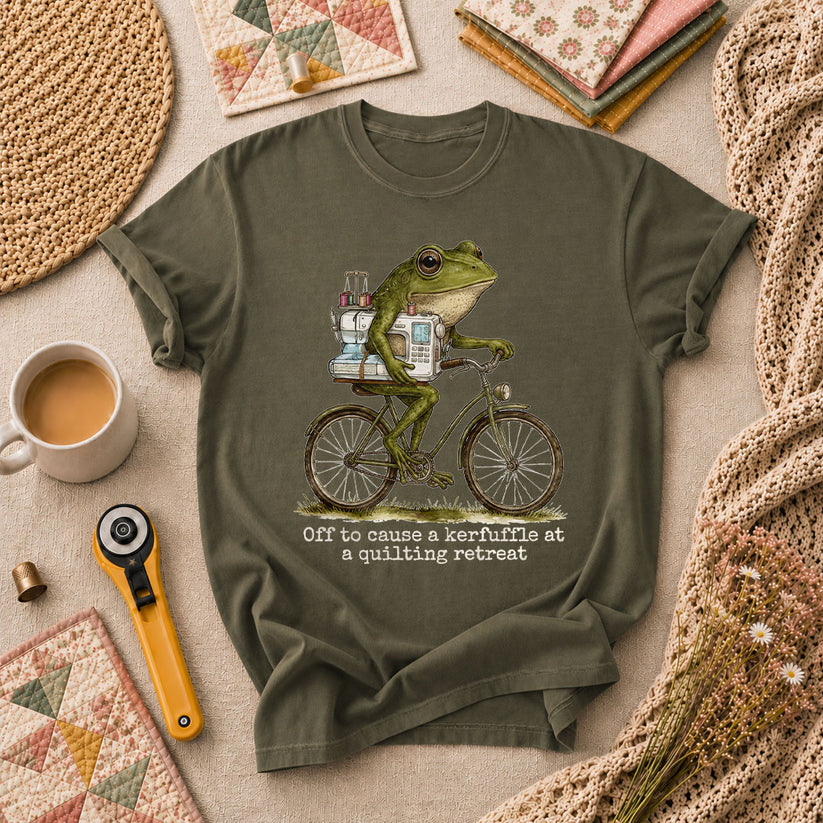 Off To Cause A Kerfuffle At A Quilting Retreat T-Shirt - Military Green