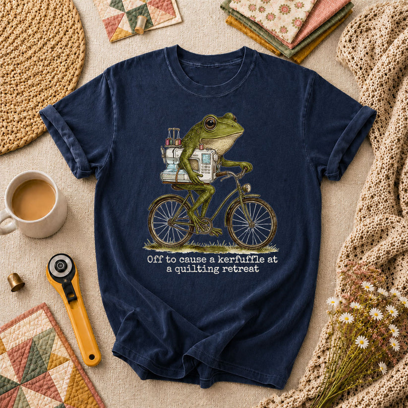 Off To Cause A Kerfuffle At A Quilting Retreat T-Shirt - Navy
