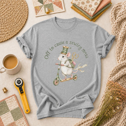 Off To Cause A Sewing Mess Funny T-Shirt - Athletic Heather