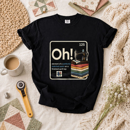 Oh Element Of A Perfectly Matched Point Quilter Periodic T-Shirt - Black