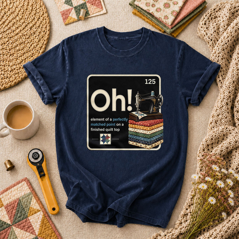 Oh Element Of A Perfectly Matched Point Quilter Periodic T-Shirt - Navy