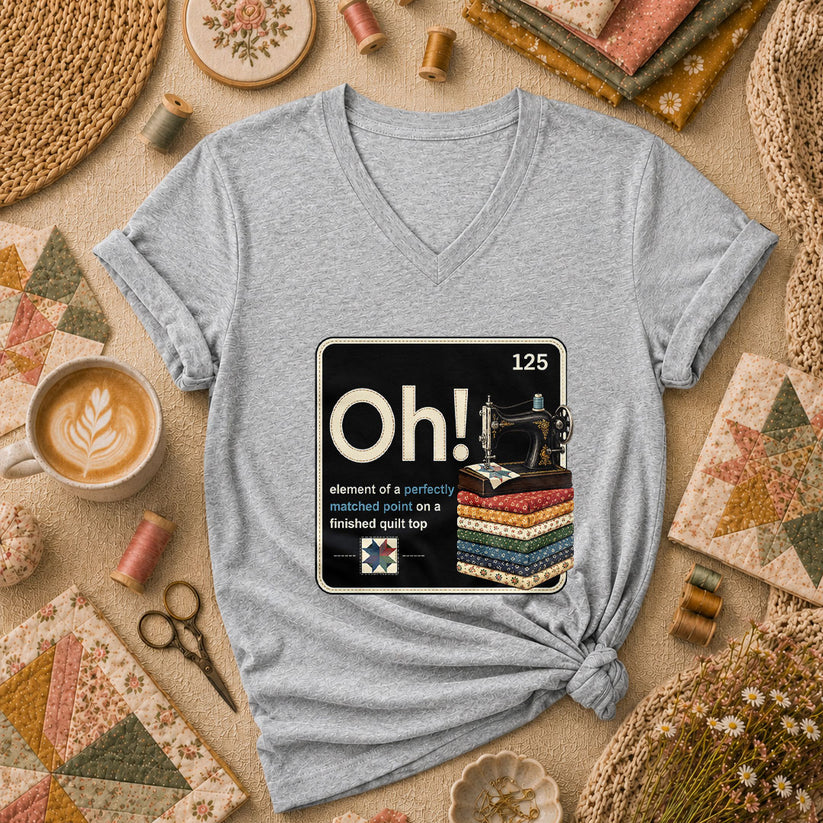Oh Element Of A Perfectly Matched Point Quilter Periodic Women's V-Neck - Athletic Heather