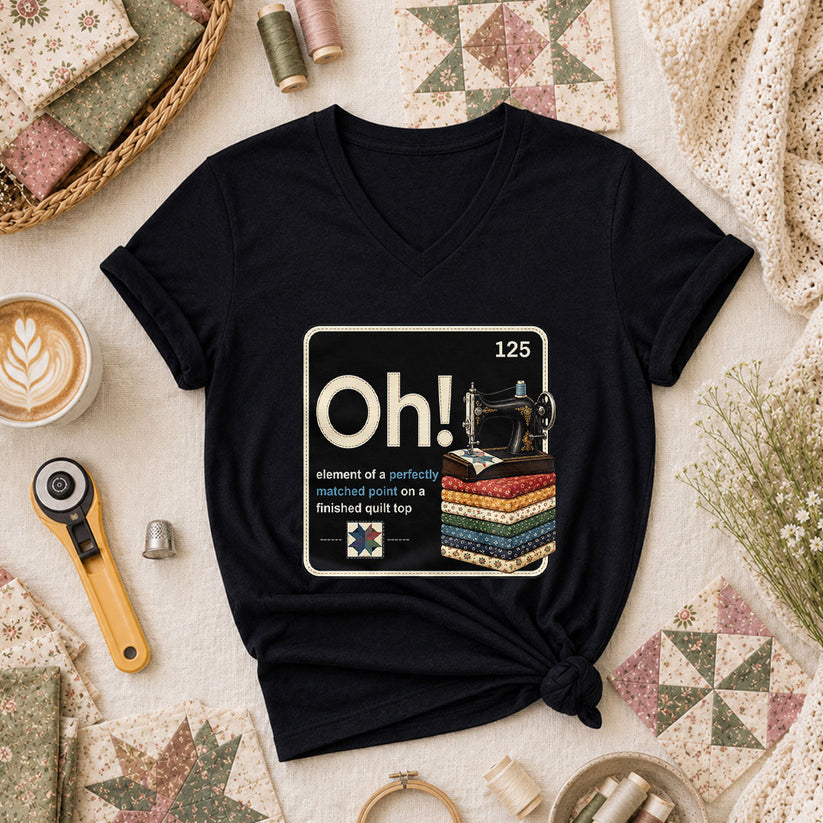 Oh Element Of A Perfectly Matched Point Quilter Periodic Women's V-Neck - Black