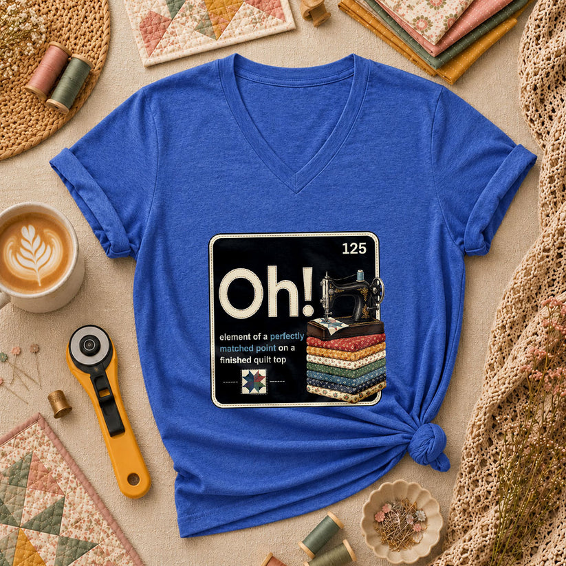 Oh Element Of A Perfectly Matched Point Quilter Periodic Women's V-Neck - Heather True Royal