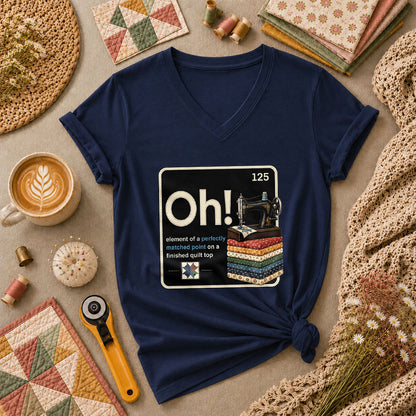 Oh Element Of A Perfectly Matched Point Quilter Periodic Women's V-Neck - Navy