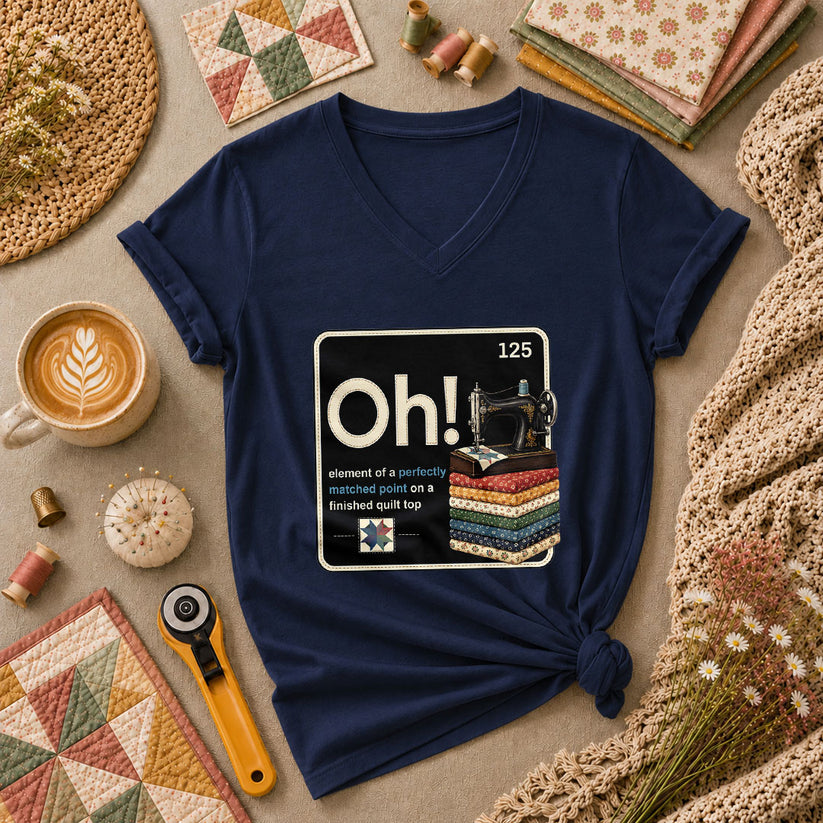Oh Element Of A Perfectly Matched Point Quilter Periodic Women's V-Neck - Navy