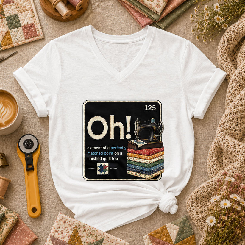 Oh Element Of A Perfectly Matched Point Quilter Periodic Women's V-Neck - White