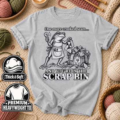One More Crooked Seam Scrap Bin Frog T-Shirt - Athletic Heather
