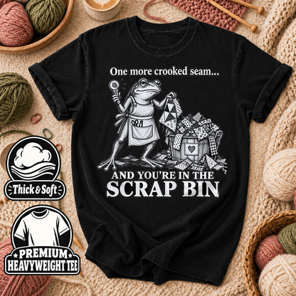 One More Crooked Seam Scrap Bin Frog T-Shirt - Black