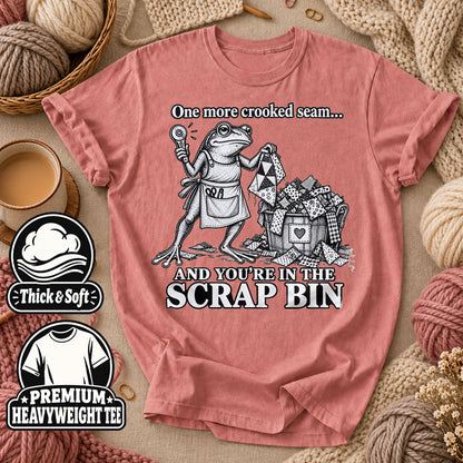 One More Crooked Seam Scrap Bin Frog T-Shirt - Heather Mauve