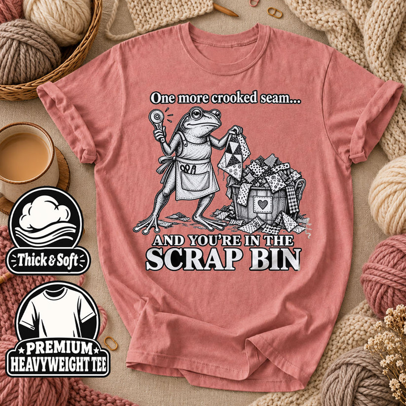 One More Crooked Seam Scrap Bin Frog T-Shirt - Heather Mauve