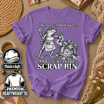 One More Crooked Seam Scrap Bin Frog T-Shirt - Heather Team Purple