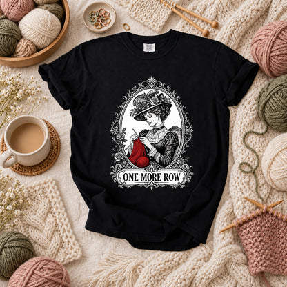One More Row Victorian Knitter T-Shirt - Black