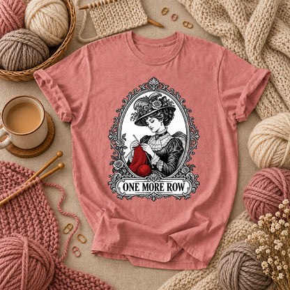One More Row Victorian Knitter T-Shirt - Heather Mauve