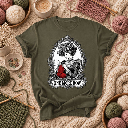 One More Row Victorian Knitter T-Shirt - Military Green