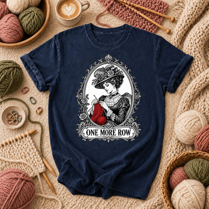 One More Row Victorian Knitter T-Shirt - Navy