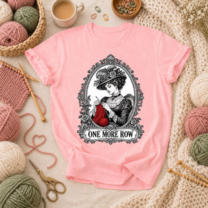 One More Row Victorian Knitter T-Shirt - Pink