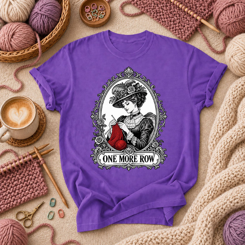 One More Row Victorian Knitter T-Shirt - Purple
