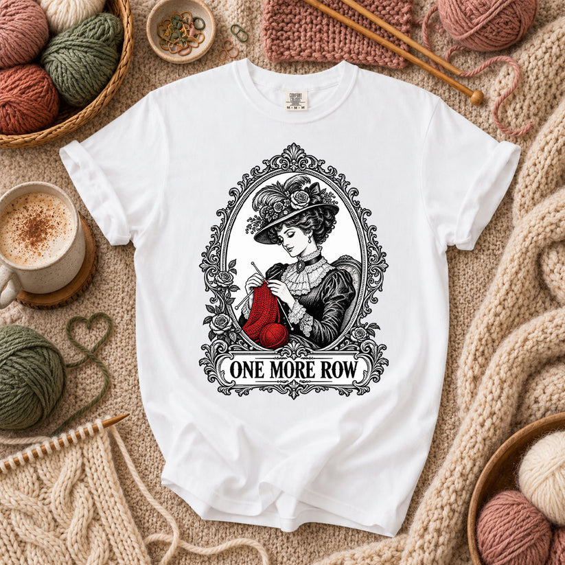 One More Row Victorian Knitter T-Shirt - White