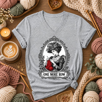 One More Row Victorian Knitter Women's V-Neck - Athletic Heather