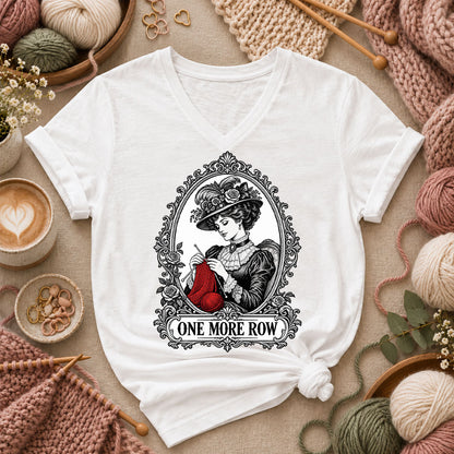 One More Row Victorian Knitter Women's V-Neck - White