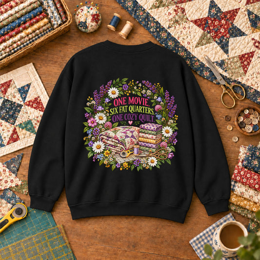 One Movie Six Fat Quarters One Cozy Quilt Sweatshirt - Black