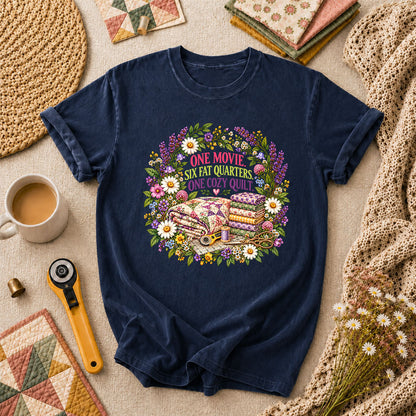 One Movie Six Fat Quarters One Cozy Quilt T-Shirt - Navy