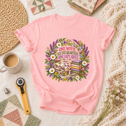 One Movie Six Fat Quarters One Cozy Quilt T-Shirt - Pink
