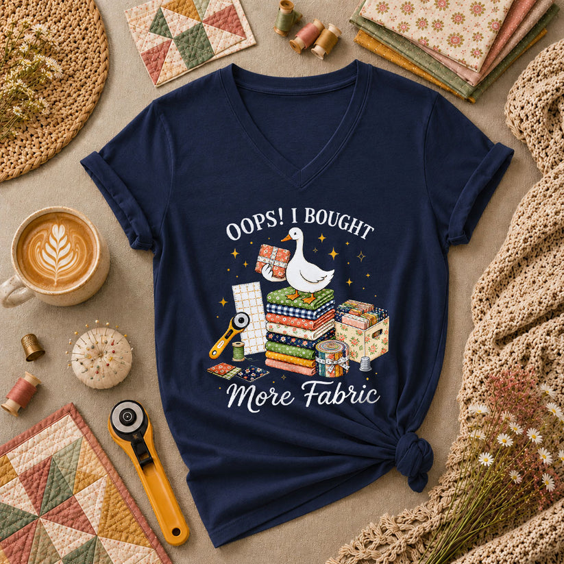 Oops I Bought More Fabric Duck Women's V-Neck - Navy