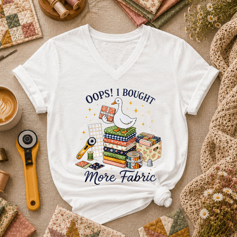 Oops I Bought More Fabric Duck Women's V-Neck - White