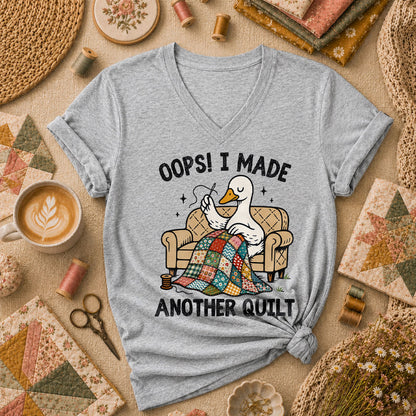 Oops I Made Another Quilt Funny Women's V-Neck - Athletic Heather