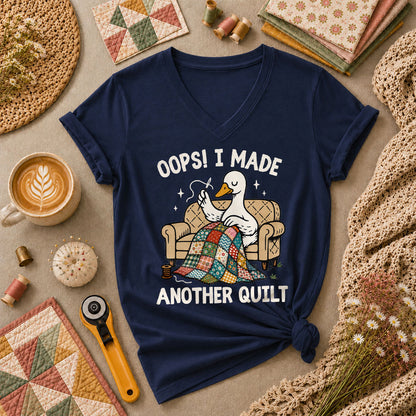 Oops I Made Another Quilt Funny Women's V-Neck - Navy