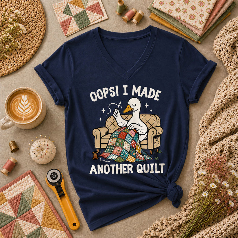 Oops I Made Another Quilt Funny Women's V-Neck - Navy