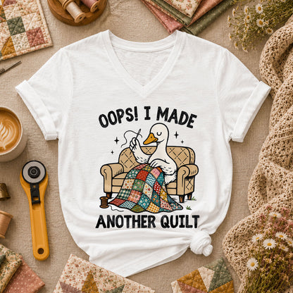 Oops I Made Another Quilt Funny Women's V-Neck - White