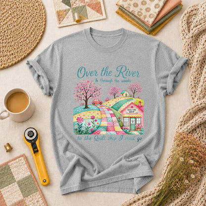 Over The River And Through The Woods To The Quilt Shop T-Shirt - Athletic Heather