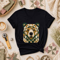Patchwork Bear Face Geometric Quilt Women's V-Neck